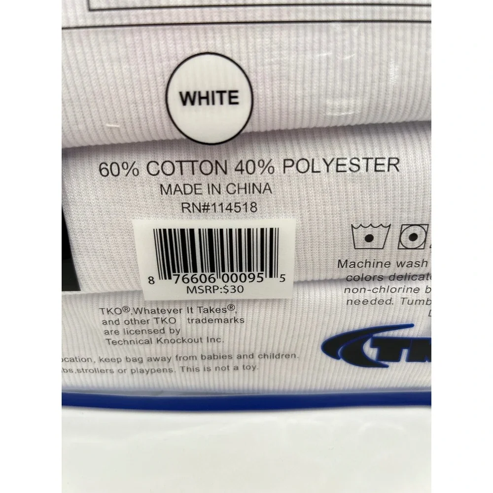 TKO Mens Ribbed Tank Top 4 Pack White‎ Small Cotton Blend Tag Free Undershirt